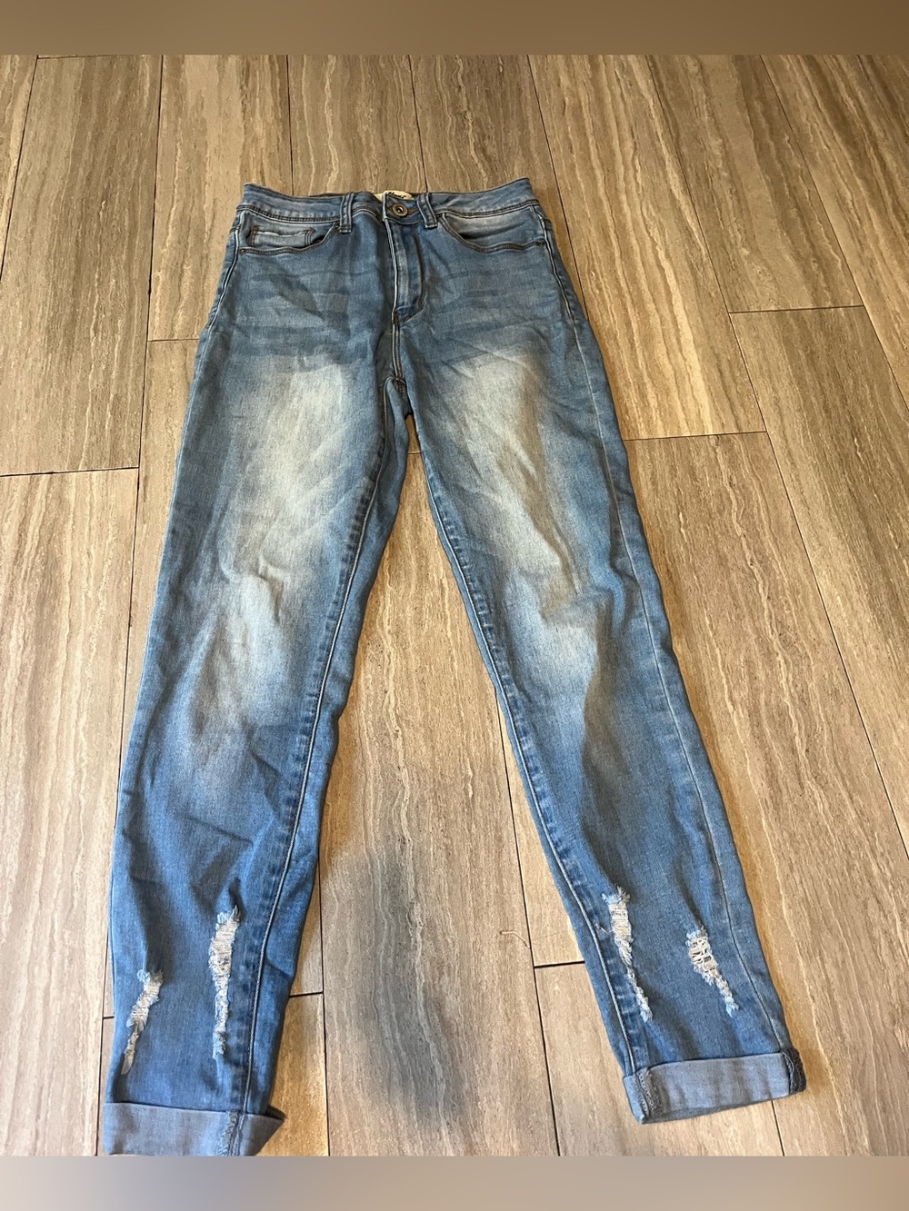 California Vintage Womens Distressed Straight Leg Ankle Size 7 Blue